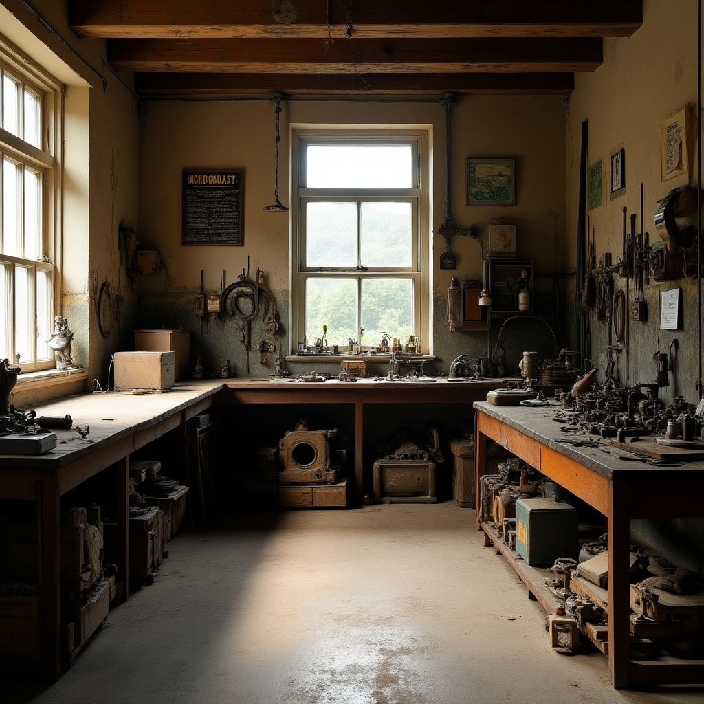 Fotografía histórica del taller en sus inicios